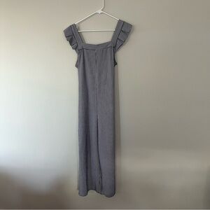 Monteau Blue Striped Ruffle Sleeve Romper